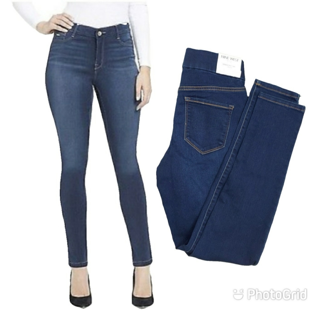 NWT Nine West Heidi Womens 6 Dark Blue Pull On Skinny … - Picture 1 of 4